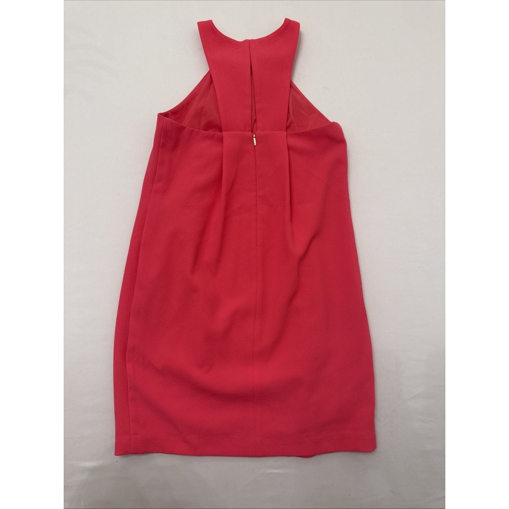 Trina Turk Felisha Halter Dress Sz 4 Pink Coral Pleated Shift Wedding Guest - Picture 5 of 12